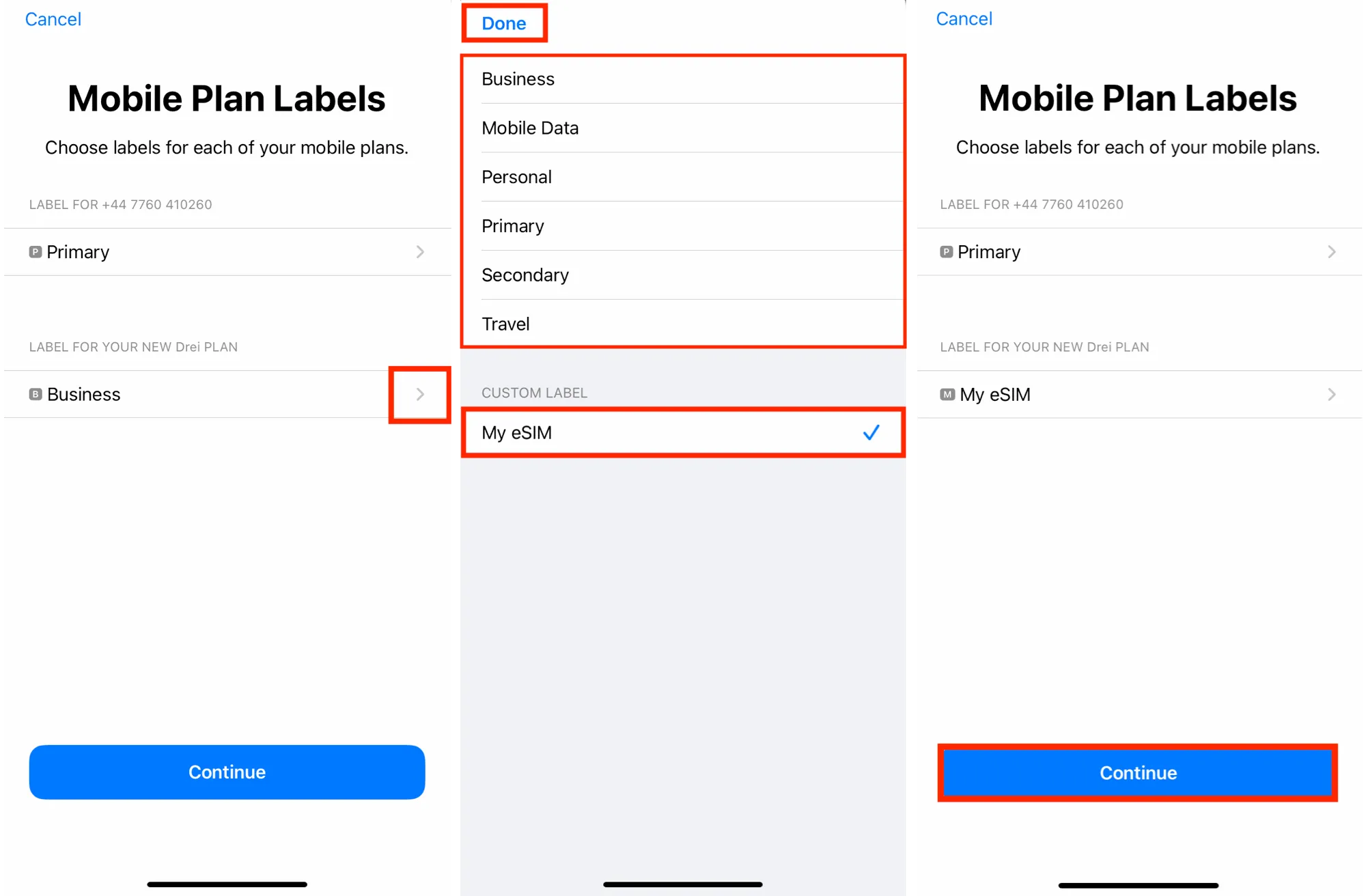 Label your eSIM on iPhone
