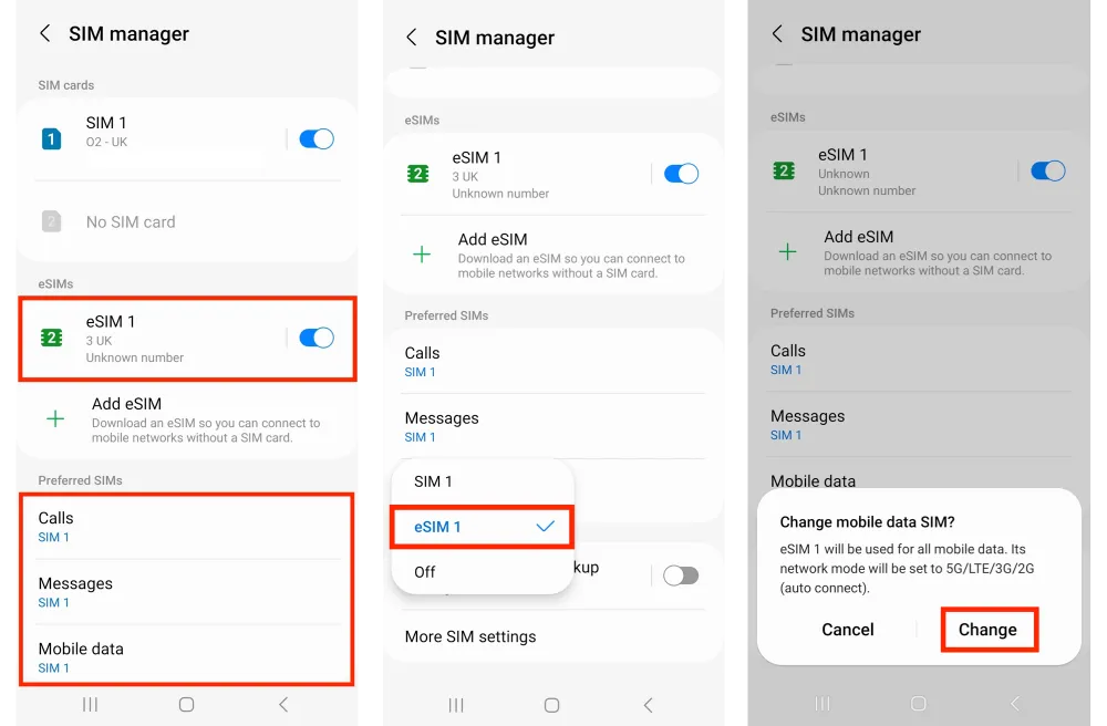 Install eSIM on Samsung Messages