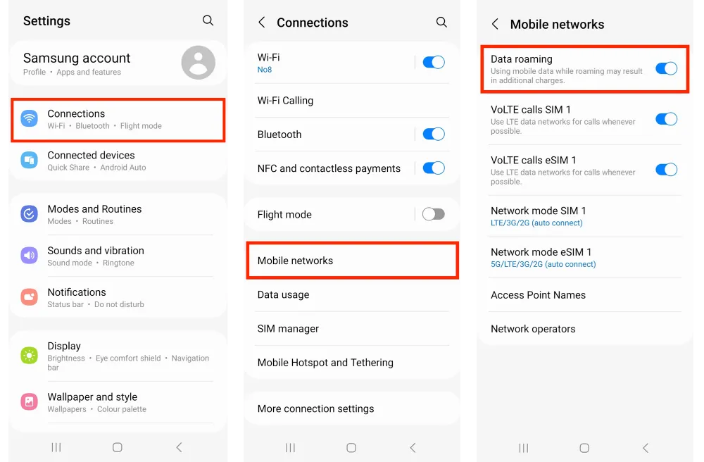 Install eSIM on Samsung Data Roaming